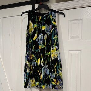 Jones Studio Black Dress with Blue and Yellow Floral Design